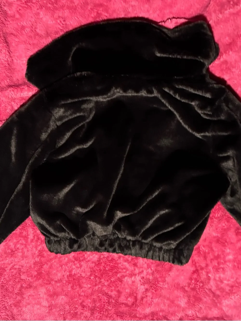 Kids Black Faux Fur Zip-Front Jacket
